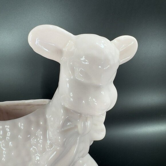 Vintage Haeger Pottery Light Pink Lamb Animal Planter Flower Pot Ceramic Decor - Picture 11 of 16